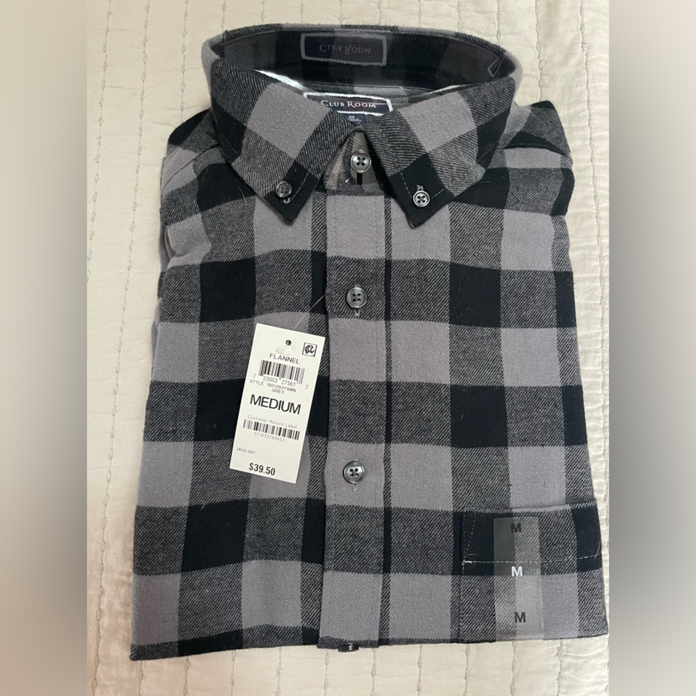 Club Room‎ Flannel Long Sleeve Size Medium NWT